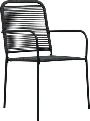Produktbild von vidaXL Gartenstühle 2 Stk. Baumwollseil und Stahl Schwarz