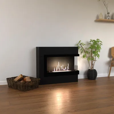 Produktbild von GLOW FIRE Ethanol Kamin 'Halden Mini Rechts' | Ethanolofen in schwarz mit 3 Std. Brenndauer und 2 KW Heizleistung | BxHxT: 90x140x28 cm