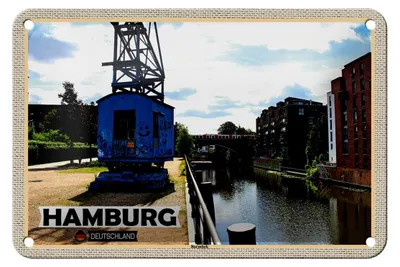 Produktbild von Blechschild Städte Hamburg Barmbeck Fluss 18x12cm Geschenk Schild
