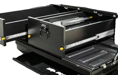 Image de Rails de tiroir, longueur 965 mm, mécanisme verrouillable, tirage complet, capacité de charge jusqu'à 226,8 kg, construction en acier robuste
