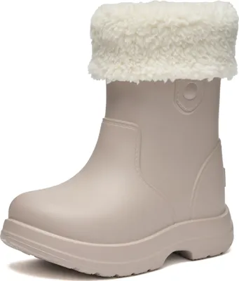 Produktbild von Ladeheid x Camminare Gummistiefel Kinder aus leichtem EVA warm gefüttert wasserdicht und sicher geführt durch rutschfeste Sohle ideal für kalte Tage und Schnee LA-CA-19 (HellBeige, 32/33 EU).