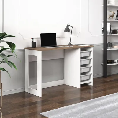 Produktbild von Skye Decor, Hochwertiger Schreibtisch (100% Melamin) - Antik-Walnuss, 120x73x45 cm