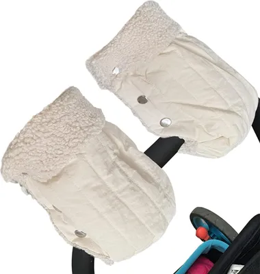 Produktbild von 1 Paar isolierte Kinderwagen-Handschuhe - Wasserdichte & frostschutz Handmuffs für Eltern und Betreuer, dicke warme Kinderwagen-Accessoires für den Winter, Beige