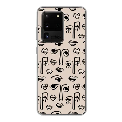 Produktbild von MuchoWow® Handyhülle Schutzhülle Hülle für Samsung Galaxy S20 Ultra Muster - Lippen - Strichzeichnungen Silikon Softcase Handy Hülle - Karteninhaber