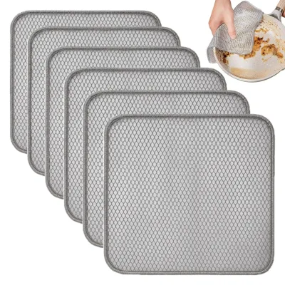 Produktbild von 6-teiliges Set Teigentferner Geschirrtücher für hartnäckige Flecken, Netzgeschirrtuch, Reinigungstuch, 30 x 30 cm
