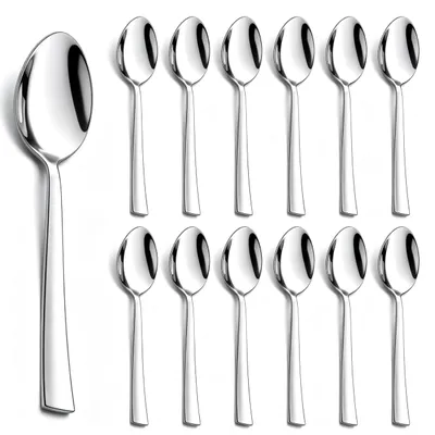 Productafbeelding van Esslepels - Set van 12 stuks, gemaakt van roestvrij staal - soeplepels en ontbijtlepels - 19,4 cm lang