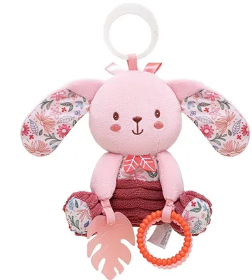 Produktbild von Baby Spielzeug Hase Rosa – Kinderwagen Anhänger mit Rassel & Beißring