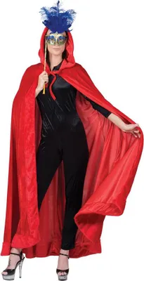 Produktbild von Samt-Umhang rot Teufel Cape Vampir Teufelsumhang  Halloween Karneval Kostüm