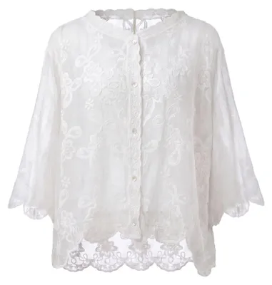 Produktbild von Damen Bluse aus 100% Baumwolle, Weiß, Größe L