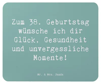 Produktbild von Mr. & Mrs. Panda Mousepad Spruch 38. Geburtstag - Meeresbrise - Geschenk, mousematte, Geburtstagsgeschenk, Mouse Pad, herzlichen Wunsch, Erinnerungen, computer mauspad