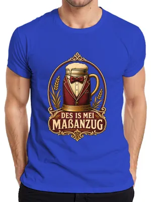Produktbild von Des is mei Maßanzug Lustig Bier Wiesn Lederhose Malz Herren T-Shirt, Blau, L