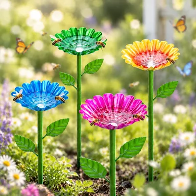 Bienentränke 4er-Set – Metall-Bienenbecher für Garten & Balkon