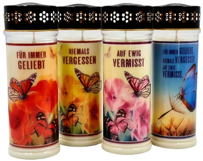 Produktbild von 4er SET Premium 7 Tage Design Grablicht "BUTTERFLY"