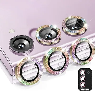Produktbild von Für Samsung Galaxy S24 Plus Aluminium Glitzer Ring Kamera + H9 Tempered Hart Glas Bunt
