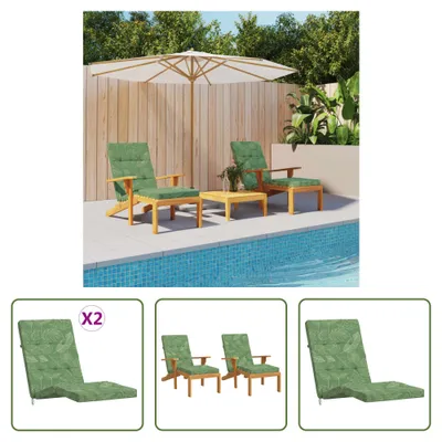 Produktbild von The Living Store Liegestuhl-Auflagen 2 Stk. Blattmuster Oxford-Gewebe