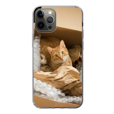 Produktbild von MuchoWow® Handyhülle Schutzhülle Hülle für iPhone 13 Pro Katze - Box - Rot Silikon Softcase Handy Hülle - Handy-Tasche