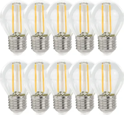 Produktbild von 10 x LED Filament Leuchtmittel Tropfen Kugel G45 1W E27 klar 110lm 840 neutralweiß 4000K