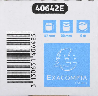 Image de Exacompta 120x Bobine tickets de carte bancaire 57x30mm 9m 1 pli Blanc 40642E