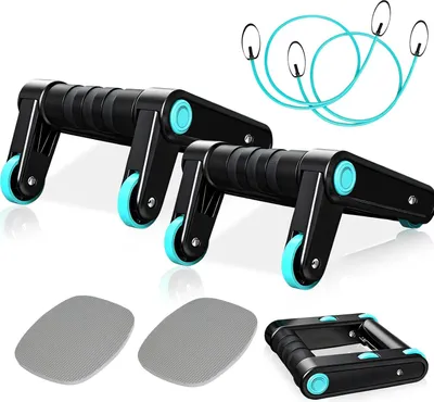 Produktbild von 3-in-1 Push-upgriffe Bauchroller - Kniebandage - Widerstandsband für effektives Bauchmuskeltraining - Krafttraining - Calisthenics - Fitness