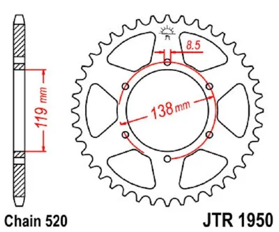 Produktbild von JTSPROCKETS hinten JTR1950.48 Kettenrad