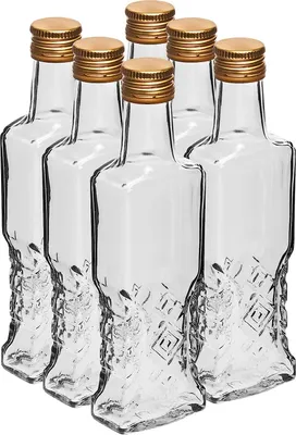 Produktbild von 6 x 200 ml Flasche mit Schraubverschlüss Glasflasche für Liköre Karaffe Essig-Öl Flaschen Schnapsflaschen