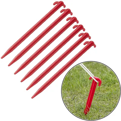 Produktbild von 6x Zelt Hering Rasen Kunststoffhering Rot 30cm Zeltnagel Kunststoffnagel