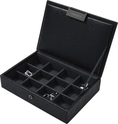Productafbeelding van Famanu Mini-manchetknopenbox - Zwart - Een stijlvol accessoire