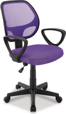 Produktbild von Bürostuhl, Ergonomischer Schreibtischstuhl mit Armlehne, Höhenverstellbar und Wippfunktion, Computerstuhl aus atmungsaktivem Mesh mit Rollen, Büro Stuhl für Kinder, lila