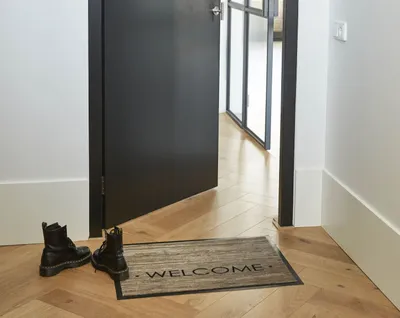 Produktbild von MD Entree Impression | Eingangsmatte - Teppichmatte - Küchenteppich, Größe:60x80 cm, Motiv:wood welcome