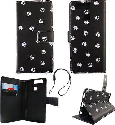 Produktbild von Handyhülle Tasche für Handy Huawei P9 Polka Dot Hundepfoten