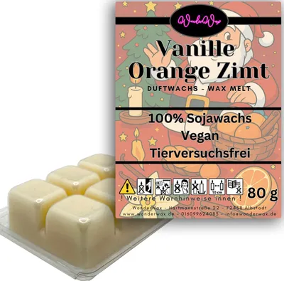 Produktbild von WonderWax Duftwachs Weihnachten Wax Melts für Duftlampe, 6 Würfel Duftmelt Wachsmelt Sojawachs Duftwachs Würfel Raumdüfte Wachs Duftöl Winter Indoor Schmelzen für Aromalampe Spicy Vanille Orange Zimt