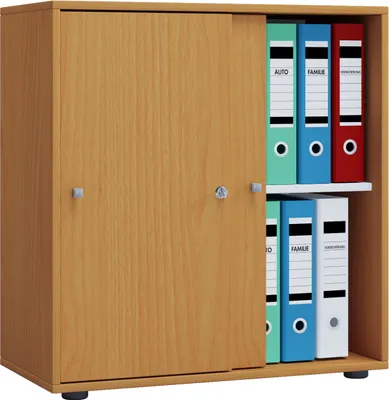 Produktbild von VCM Büroschrank mit 2 Fächern | moderner Aktenschrank mit Schiebetüren und Schloss | Maße ca. B. 70 x  H. 73 x T. 37 cm – Lona 2-Fach abschließbar