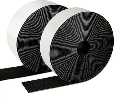 Produktbild von Klettband Set Hakenband + Flauschband selbstklebend extra stark Klettverschluss, Farbe:Schwarz, Länge:1 m, Breite:40 mm