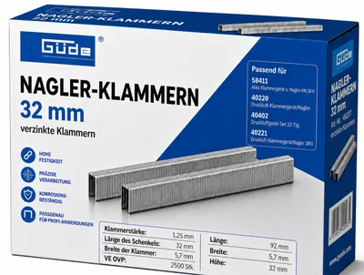 Produktbild von Güde Nagler-Klammern 32 mm x 5,7 mm 2500 Stk Verzinkt