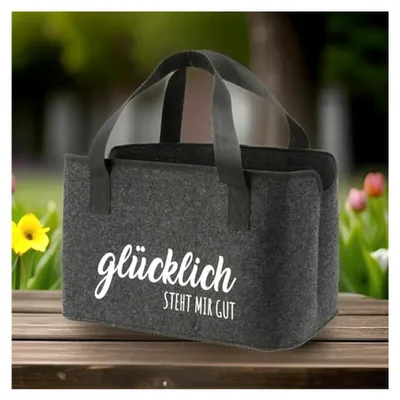Produktbild von faltbare XL Filztasche mit witzigen Sprüchen aus 3 mm starkem Filz praktische Tasche für Einkäufe und Aufbewahrung