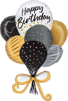 Produktbild von 38" Folienballon Shape Ballonstrauß mit Schleife Happy Birthday | 97 cm