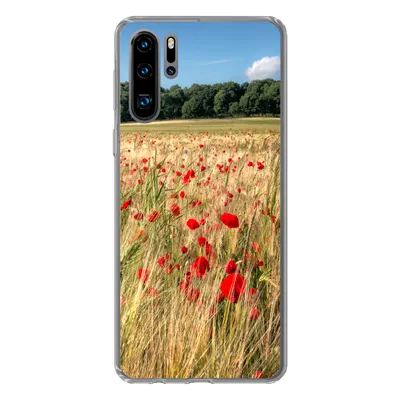 Produktbild von MuchoWow® Handyhülle Schutzhülle Hülle für Huawei P30 Pro Wilde Mohnblumen auf einem großen Feld Silikon Softcase Handy Hülle - Schutzdeckel