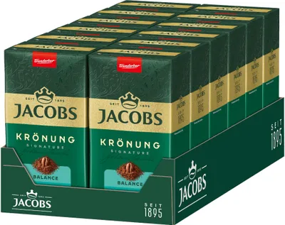 Produktbild von JACOBS Filterkaffee Krönung Balance Pulver-Kaffee Röstkaffee gemahlen 12 x 500g