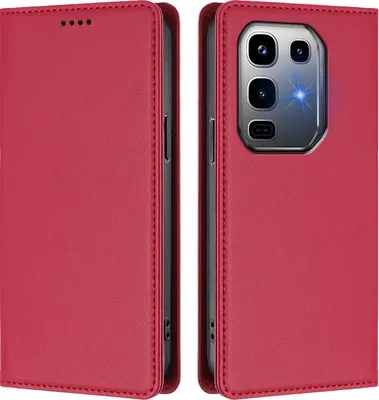 Produktbild von Handyhülle für Infinix Note 50 Pro+ 5G, Kunstleder Klapphülle Stoßfeste Magnetische Hülle mit Ständer Rot