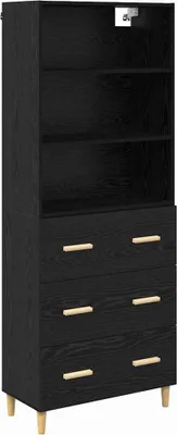 Zdjęcie produktu dla Highboard z szufladą Czarny Dąb 69,5 x 32,5 x 180 cm
