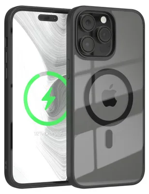 Produktbild von EAZY CASE Clear MagSafe Case für Apple iPhone 14 Pro Max, Qi-Charging, Silikon mit Kameraschutz, Bumper Case in Schwarz