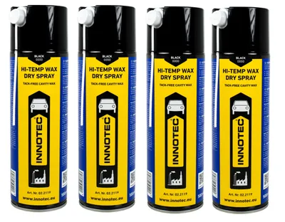 Produktbild von 4 Stück Innotec Hi-Temp Wax Spray Unterboden und Hohlraumschutz Fettspray Schwarz - Next Level Konservierung für Automotive & Industrie