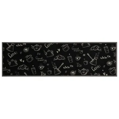 Zdjęcie produktu dla vidaXL Dywan kuchenny zmywalny Morning czarny 45x150 cm Velvet