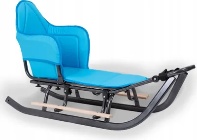 Produktbild von Schlitten mit Rückenlehne Kinderschlitten Metall Holzsitz; Blau