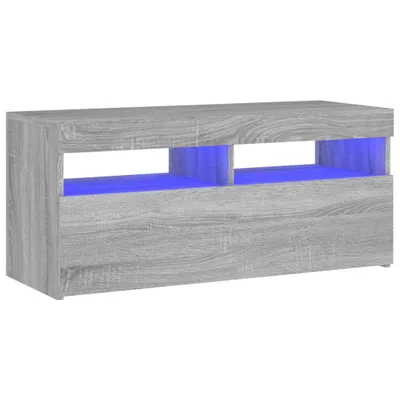 Zdjęcie produktu dla vidaXL Szafka pod telewizor z oświetleniem LED Szara Sonoma 90x35x40 cm