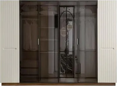 Immagine prodotto di Camera da letto di design con letto matrimoniale in tessuto Armadio elegante
