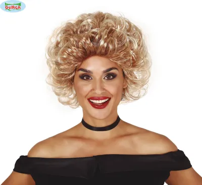 Produktbild von 50s Retro Party Perücke Karneval Charakter Blond Vintage Look, Farbe: Gelb