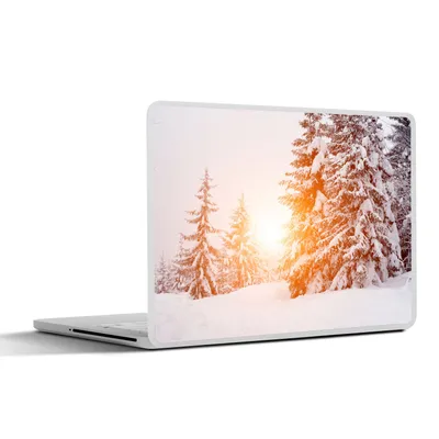 Produktbild von MuchoWow® Laptop Aufkleber Sticker Cover Sonne - Bäume - Schnee 25x18 cm - Laptop-Deko