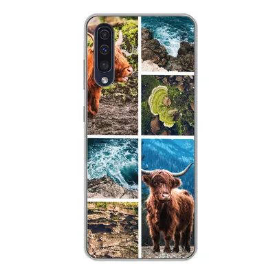 Produktbild von MuchoWow® Handyhülle Schutzhülle Hülle für Samsung Galaxy A50 Schottische Highlander - Natur - Collage Silikon Softcase Handy Hülle - Mobiltelefonhülle