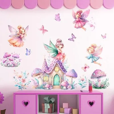 Produktbild von Ultiluxe Wandstickers - Fee Blumen Wandtattoo - Kinderzimmer Wanddeko - Selbstklebend, Entfernbare Wandtattoos - 30 x 60 cm - Rosa